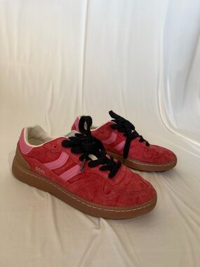 Coolway Red and Pink Suede Sneakers with Brown Sole